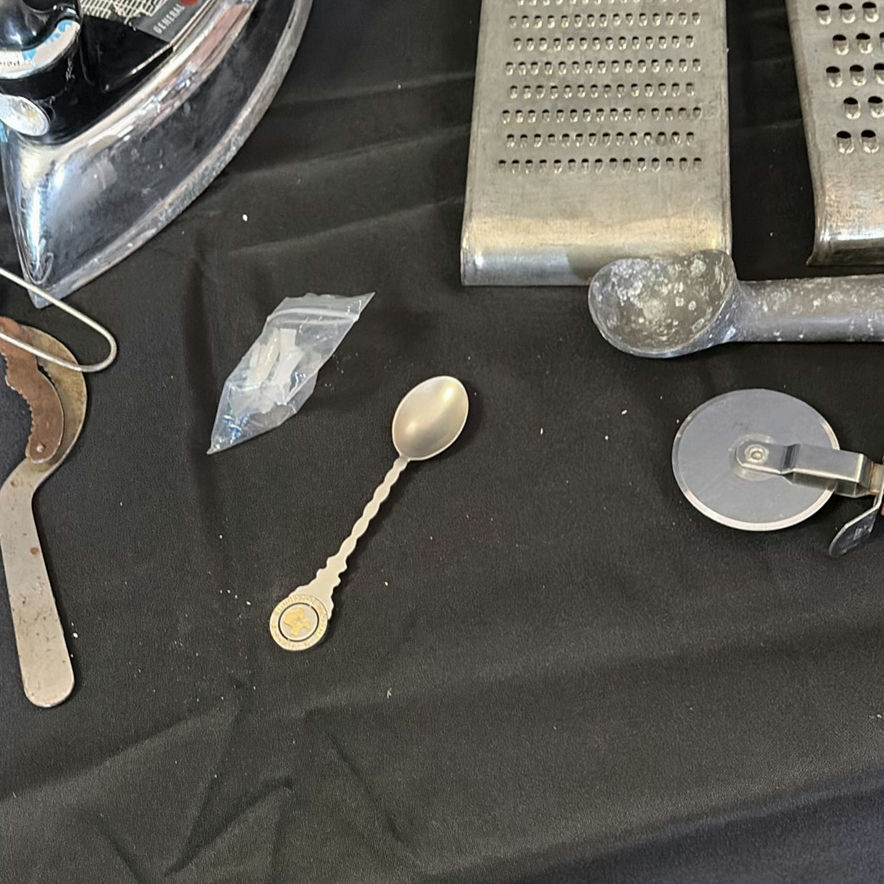 Assorted vintage metal kitchen tools and an electric iron - image 6 of 6
