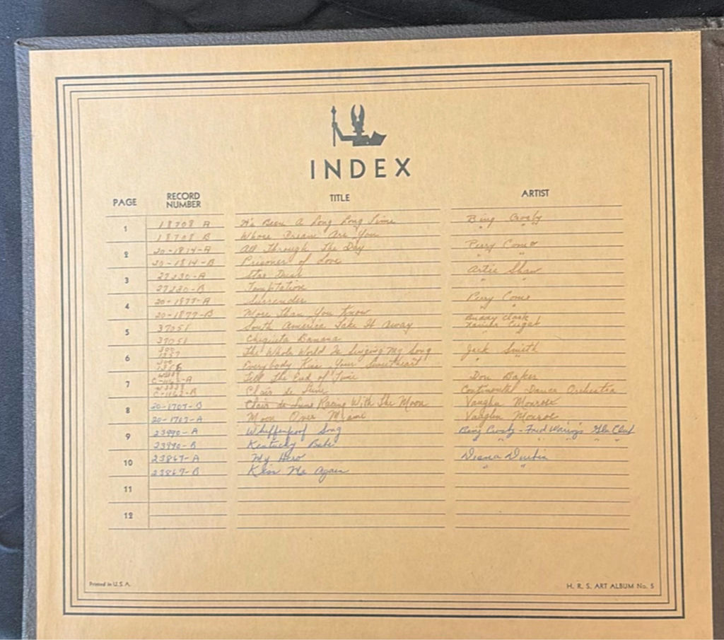 Binder of vintage 78 RPM vinyl records with index - image 1 of 12