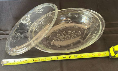 Clear Glass Oval Covered Serving Dish - Image 1 of 5