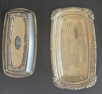 Pair of ornate metal serving trays - Image 1 of 5