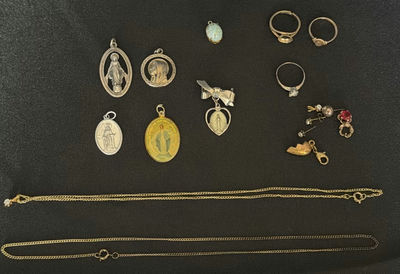 Assorted religious medals, rings, charms, and chains - Image 1 of 4