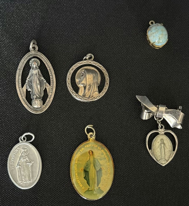 Assorted religious medals, rings, charms, and chains - image 2 of 4