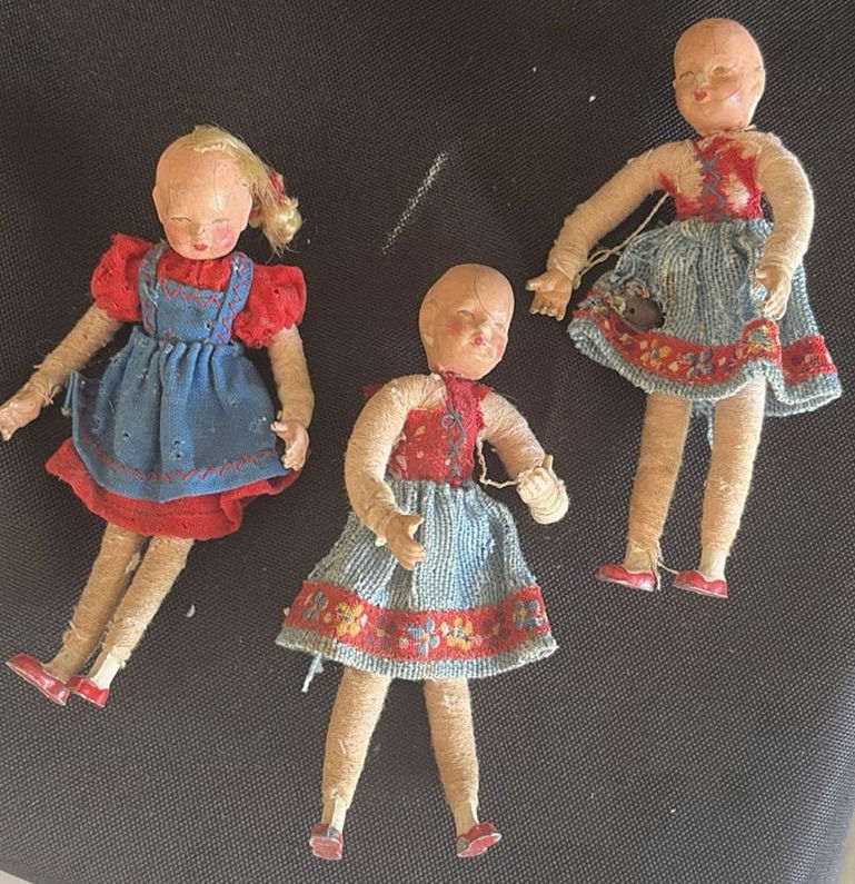 Three Vintage Fabric Rag Dolls - image 1 of 4