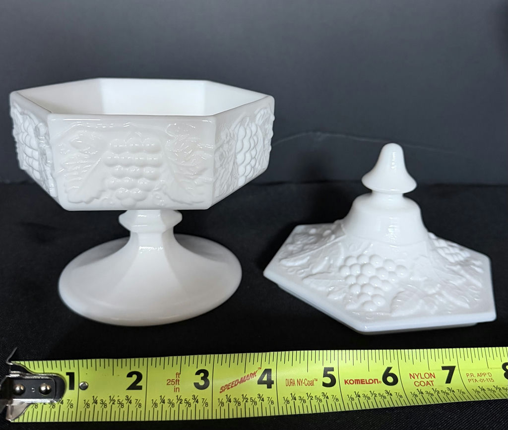 White Milk Glass Pedestal Bowl and Covered Dish - image 3 of 6