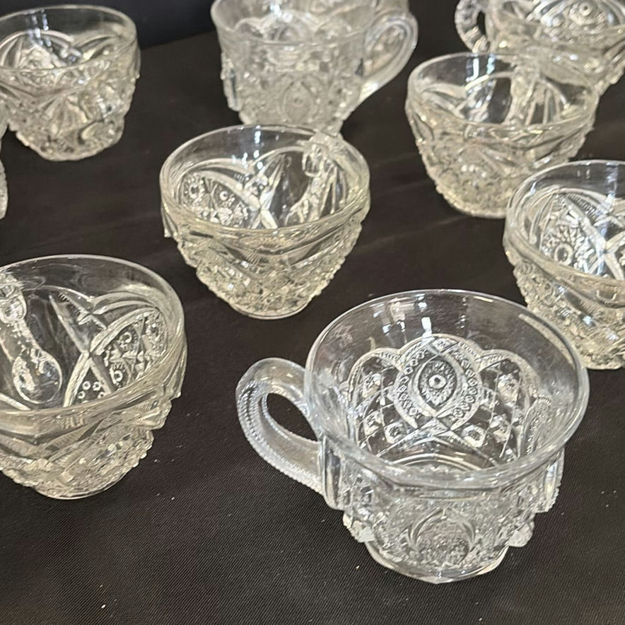 Crystal cut-glass bowl with matching cups and bowls - image 5 of 5