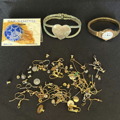 Assorted jewelry including bracelets, watch, and findings - Image 1 of 4