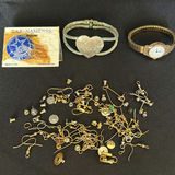 Assorted jewelry including bracelets, watch, and findings - thumbnail 1 of 4