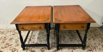 A Pair of Hitchcock Stenciled Lacquered End Tables - Image 1 of 5