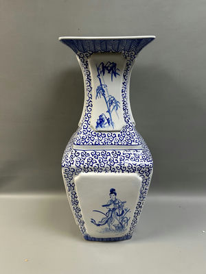Vintage Large Asian Blue and White Vase - Image 1 of 6