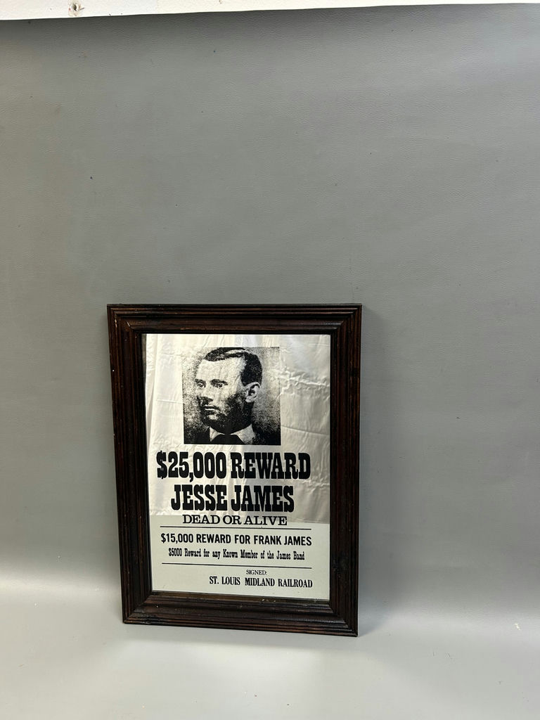 Jesse James Wanted Poster Bar Mirror - image 1 of 4