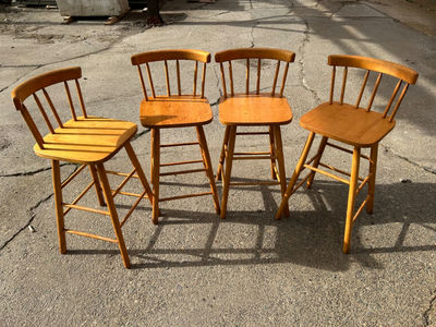 A Pair of 4 Wooden Bar Stools by Guy P. Livingston Company - Image 1 of 8