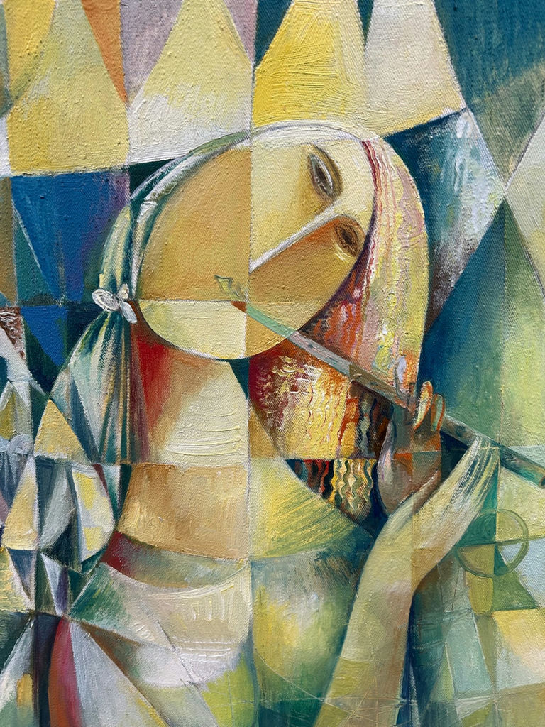 Contemporary Cubist Oil Painting of Lady - image 2 of 5