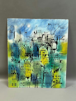Cityscape Painting on Porcelain  - Image 1 of 4
