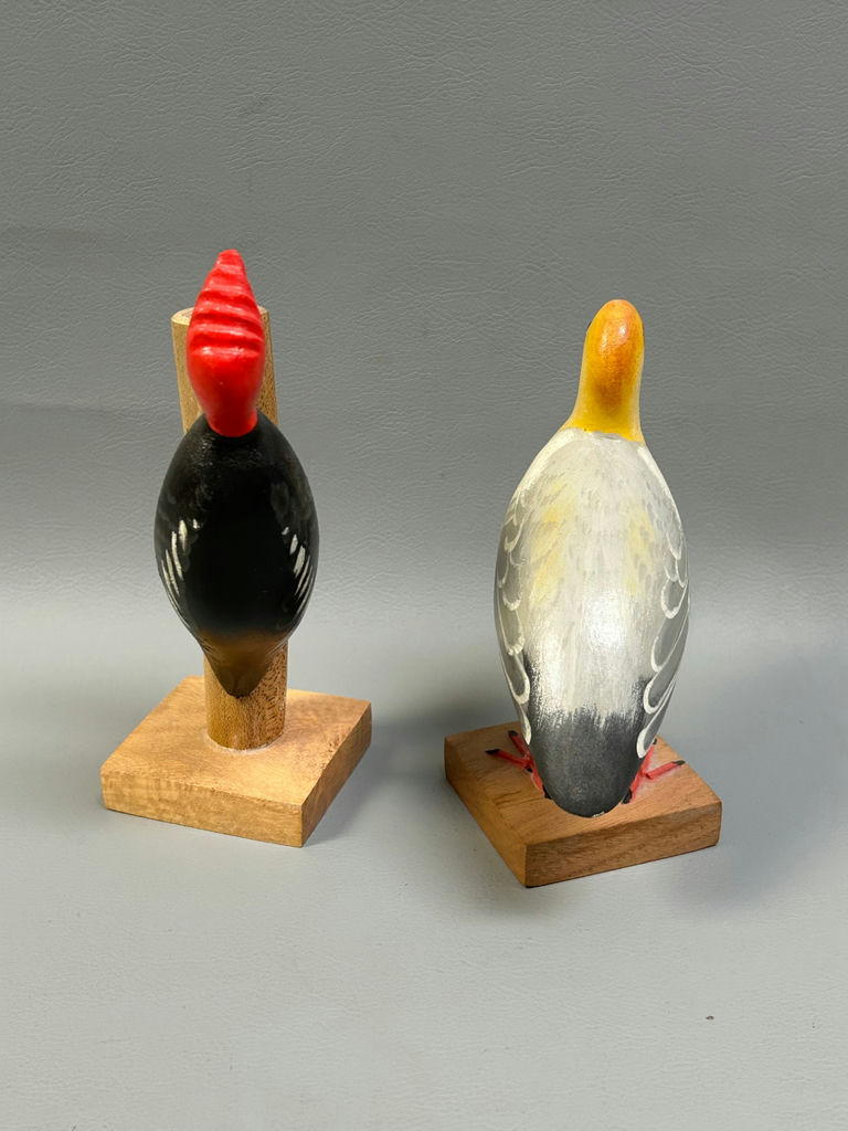 Signed Carlos Yevenez Carved Wooden Birds 2 - image 4 of 6