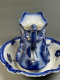 Large Flow Blue Pitcher and Basin Poppy Pattern  - thumbnail 4 of 11