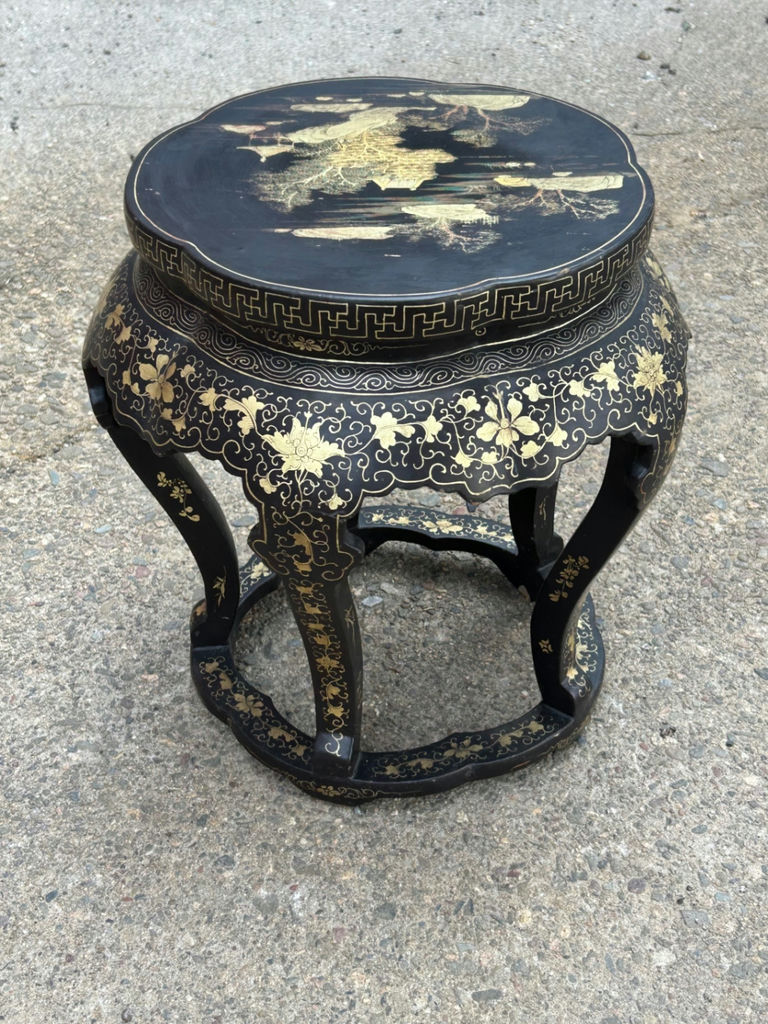 Asian Gilt Lacquered Stool/Side Table - image 4 of 4