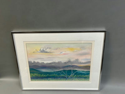 Pastel Landscape Drawing Signed - Image 1 of 5