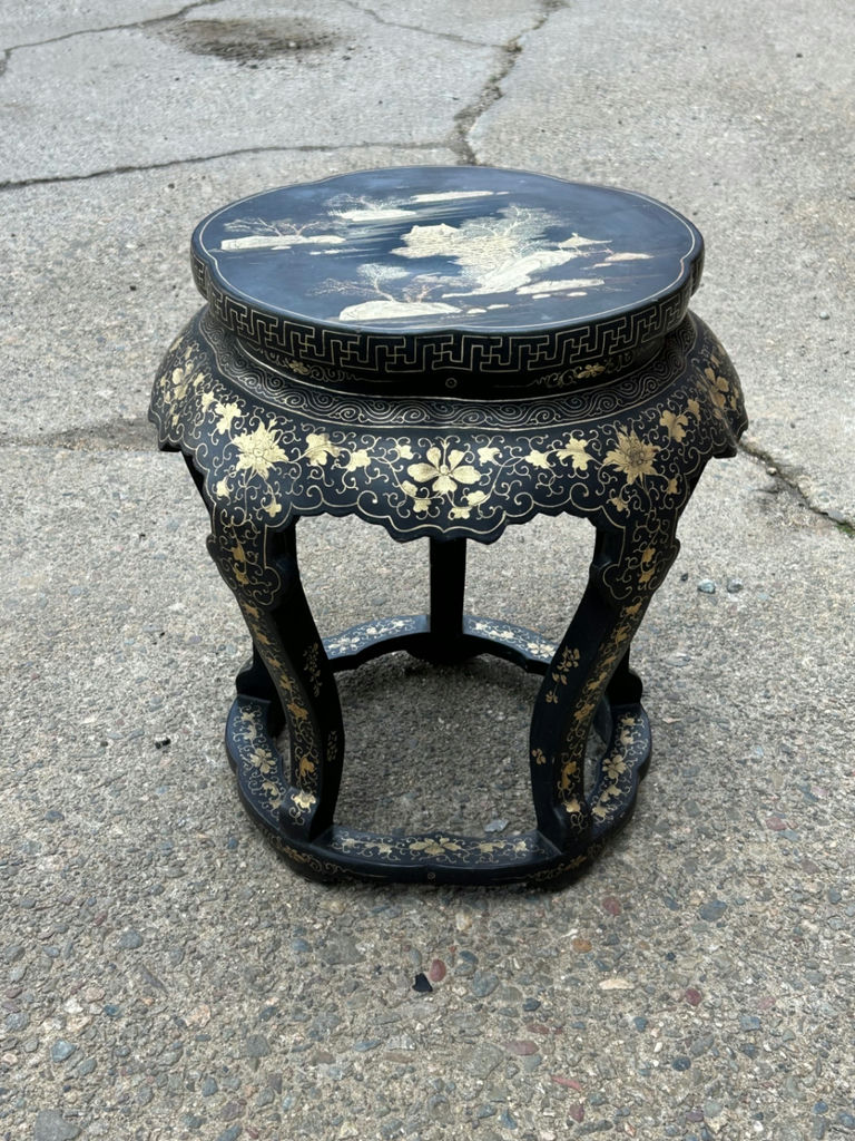 Asian Gilt Lacquered Stool/Side Table - image 1 of 4