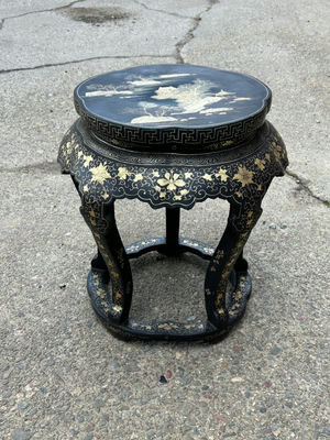Asian Gilt Lacquered Stool/Side Table - Image 1 of 4