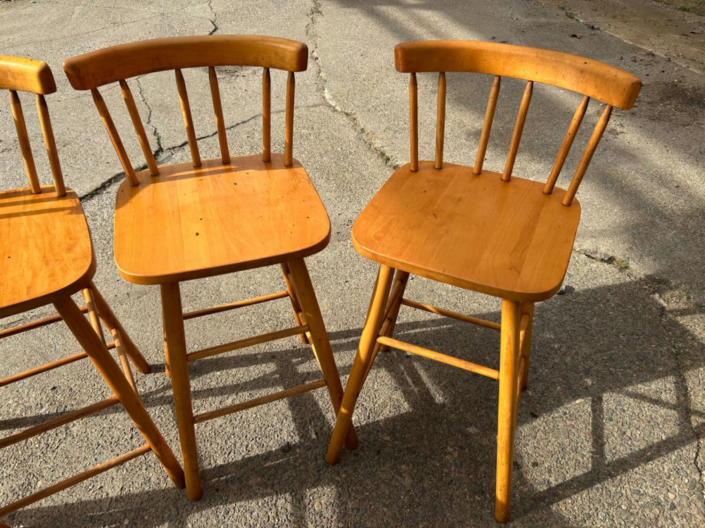 A Pair of 4 Wooden Bar Stools by Guy P. Livingston Company - image 2 of 8