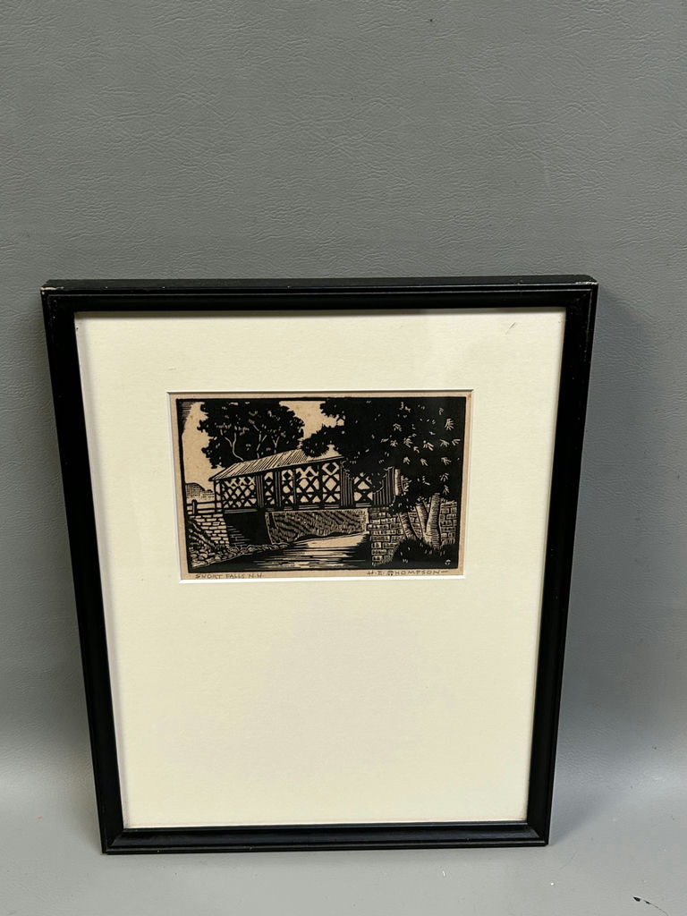 Signed Harry E Thompson Etching Titled: "Short Falls" N.H. - image 1 of 5