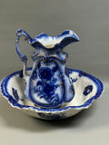 Large Flow Blue Pitcher and Basin Poppy Pattern - thumbnail 1 of 11