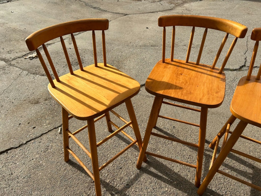 A Pair of 4 Wooden Bar Stools by Guy P. Livingston Company  - image 5 of 8