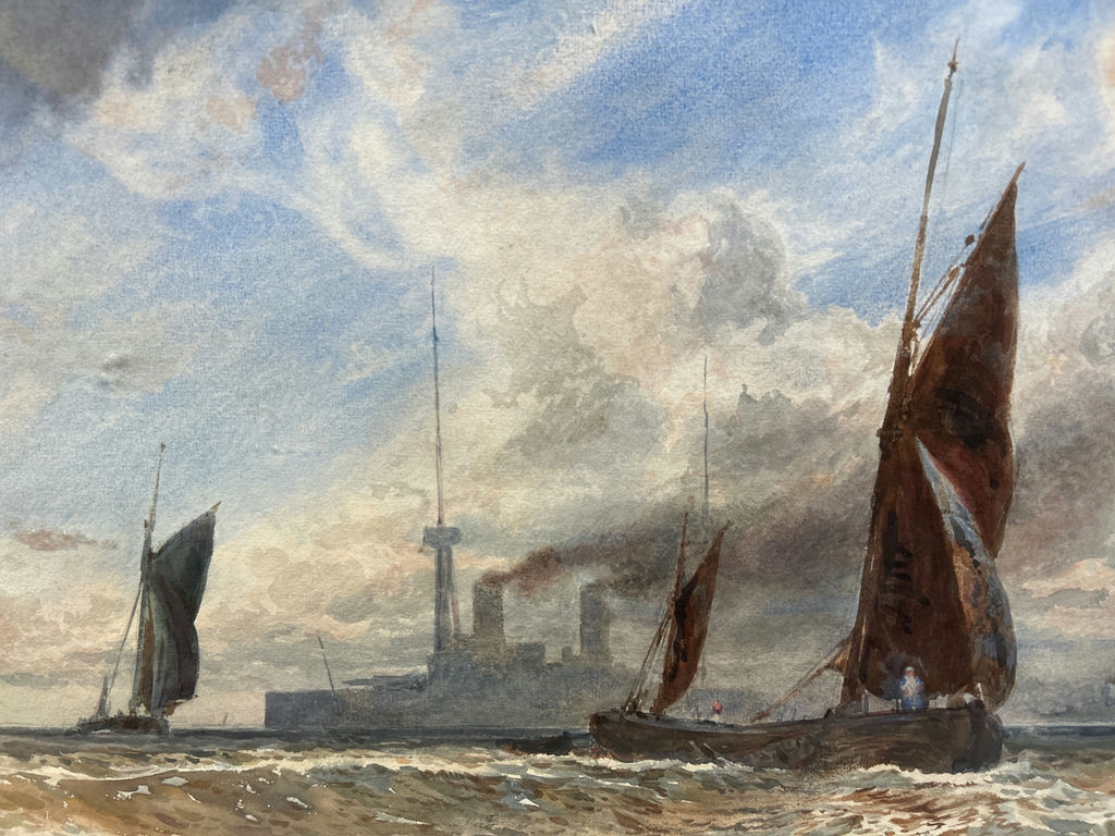 Signed Watercolor Maritime Painting - image 4 of 6