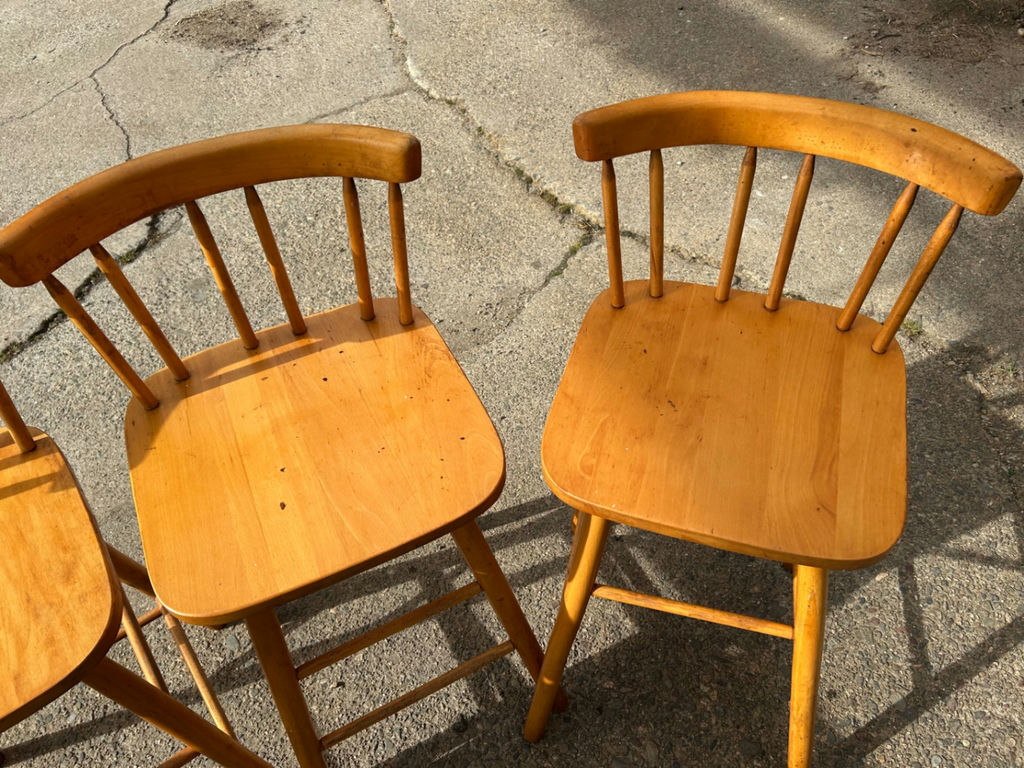 A Pair of 4 Wooden Bar Stools by Guy P. Livingston Company - image 6 of 8