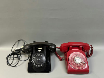 Vintage Black & Red Rotary Phones 2 - Image 1 of 7