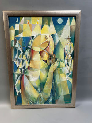 Contemporary Cubist Oil Painting of Lady - Image 1 of 5