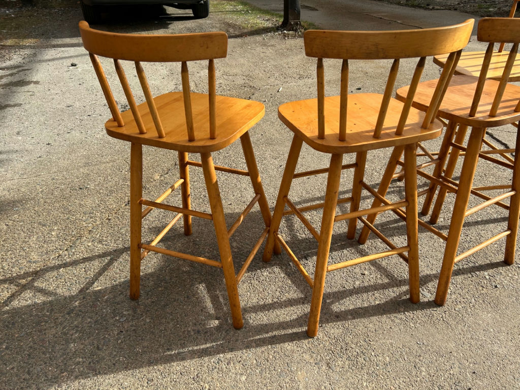 A Pair of 4 Wooden Bar Stools by Guy P. Livingston Company - image 3 of 8