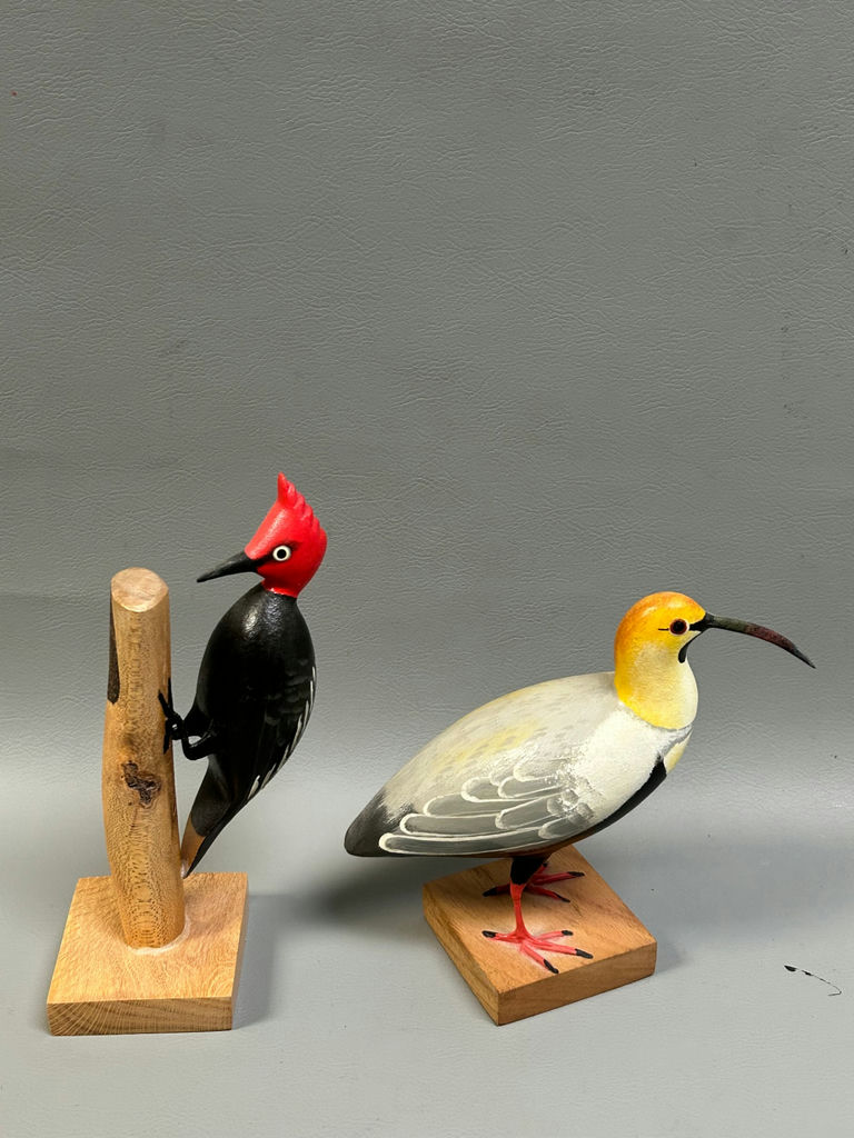 Signed Carlos Yevenez  Carved Wooden Birds 2  - image 6 of 6