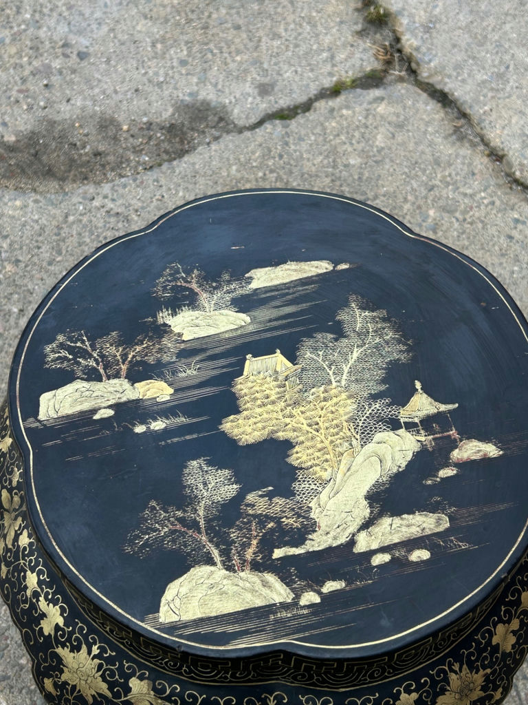 Asian Gilt Lacquered Stool/Side Table - image 2 of 4