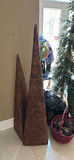 Assorted Christmas decorations: artificial evergreen tree with burlap ribbon, pinecones, poinsettia, nativity display, and cone sculptures - thumbnail 3 of 5