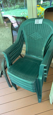 Outdoor plastic patio chairs and metal-framed seating - Image 1 of 5
