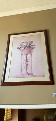 Framed pedestal vase floral print 42 x 60 inches - Image 1 of 2