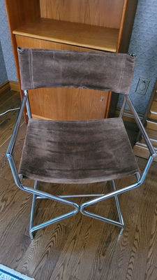 Brown and Chrome Directors Chair - Image 1 of 1