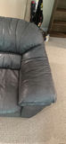 Gray leather three-seat sofa and two seater love seat - thumbnail 4 of 5