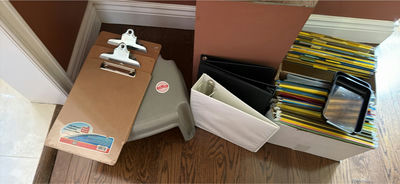 Office organization items including clipboards, file folders, and storage boxes - Image 1 of 4