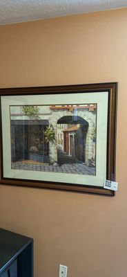 Two Framed Prints of Mediterranean Village Street Scenes - Image 1 of 3