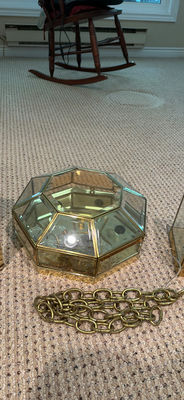 Brass-and-Glass Decorative Lanterns and Geometric Boxes - Image 1 of 4