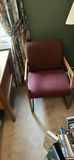 Wooden office desk setup with leather chair, side chair, and 2 small cabinets - thumbnail 5 of 9