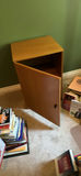 Wooden office desk setup with leather chair, side chair, and 2 small cabinets - thumbnail 7 of 9