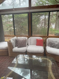 Wicker outdoor sectional with glass coffee table and accessories - thumbnail 3 of 9