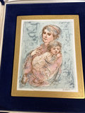 Edna Hibel Lithograph on Porcelain, Framed - thumbnail 1 of 3