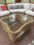 Wicker outdoor sectional with glass coffee table and accessories - thumbnail 5 of 9