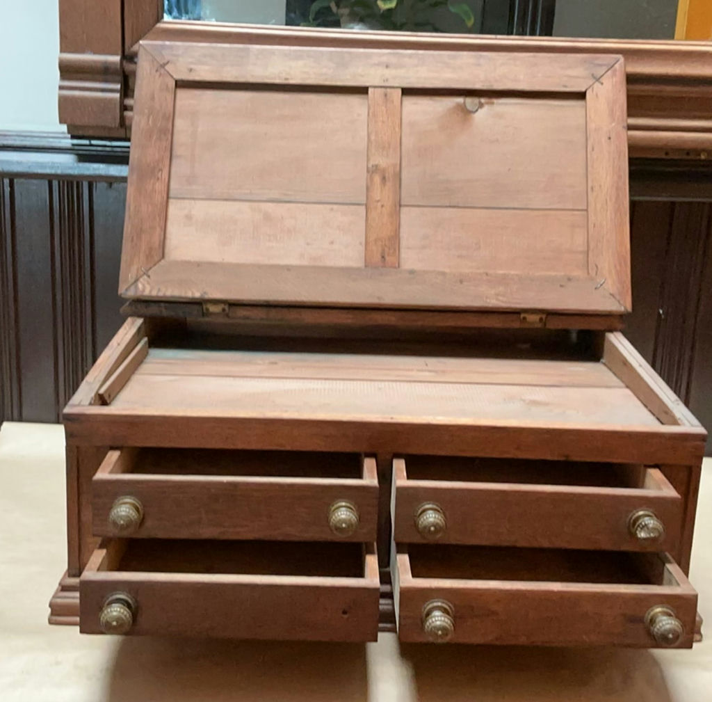 Antique Wood Writing Desk Top/or Spool Cabinet - image 4 of 6