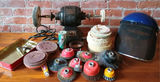 Vintage bench grinder with assorted grinding and polishing wheels - thumbnail 1 of 3