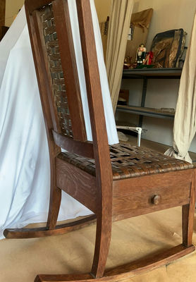 Unusual Antique Wood Sewing Or Nursing Rocker - Image 1 of 6